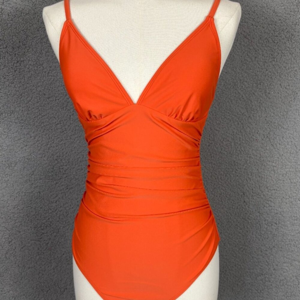 Cupshe Women's One Piece Swimsuit Removable Pads Adjustable Straps Orange Sm NWT